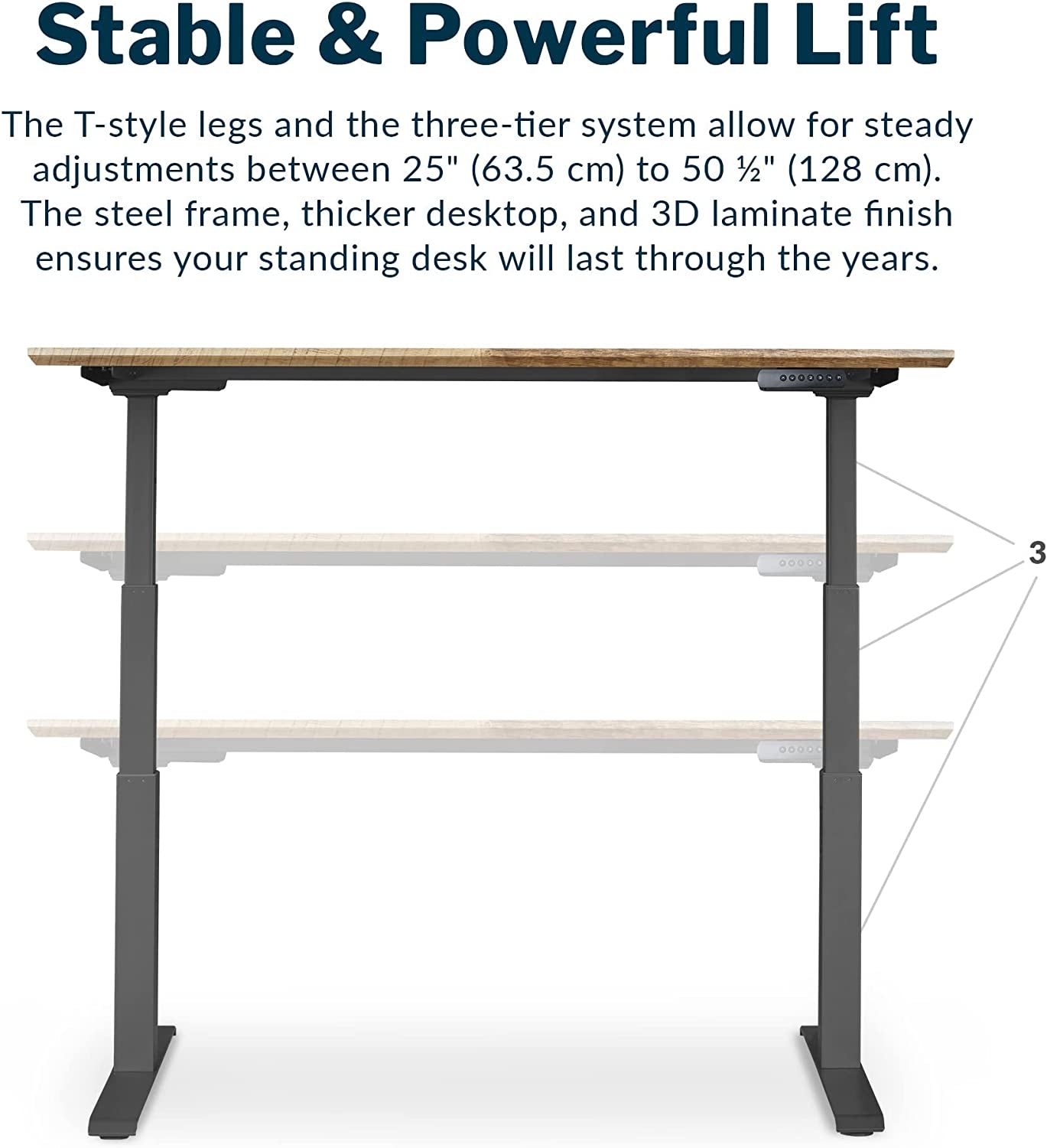 Electric Standing Desk 60" X 30" - Dual Motor Sit to Stand Desk - Push Button Memory Settings - Solid Top with Height Adjustable Steel Legs - Work or Home Office Desk - (Reclaimed Wood)