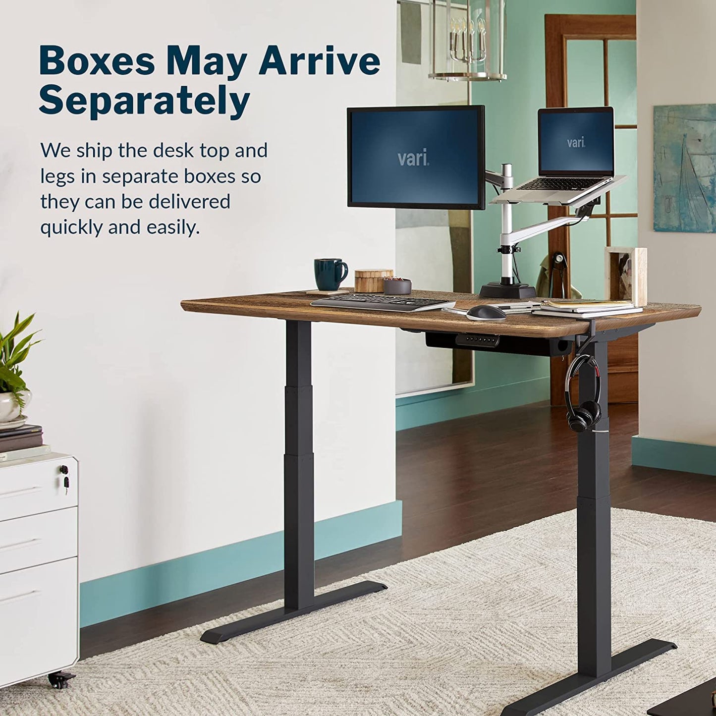 Electric Standing Desk 60" X 30" - Dual Motor Sit to Stand Desk - Push Button Memory Settings - Solid Top with Height Adjustable Steel Legs - Work or Home Office Desk - (Reclaimed Wood)