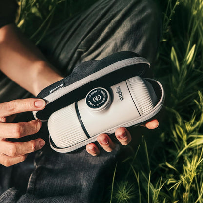 Nanopresso Portable Espresso Maker Bundled with Protective Case, Upgrade Version of Minipresso, Mini Travel Coffee Machine, Perfect for Camping, Travel and Office (New Elements Chill White)