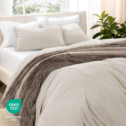 Sandwashed Duvet Cover Twin Size/Twin XL Size - Premium 1800 Collection Duvet Set - Cooling Duvet Cover - Super Soft Duvet Covers (Twin/Twin XL, Sandwashed Fog)