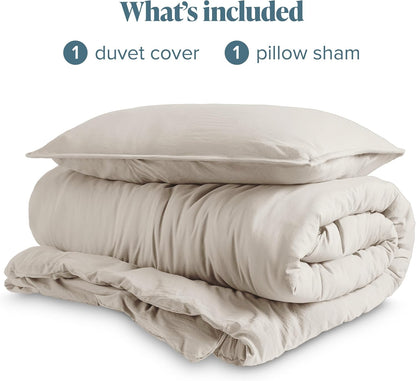 Sandwashed Duvet Cover Twin Size/Twin XL Size - Premium 1800 Collection Duvet Set - Cooling Duvet Cover - Super Soft Duvet Covers (Twin/Twin XL, Sandwashed Fog)