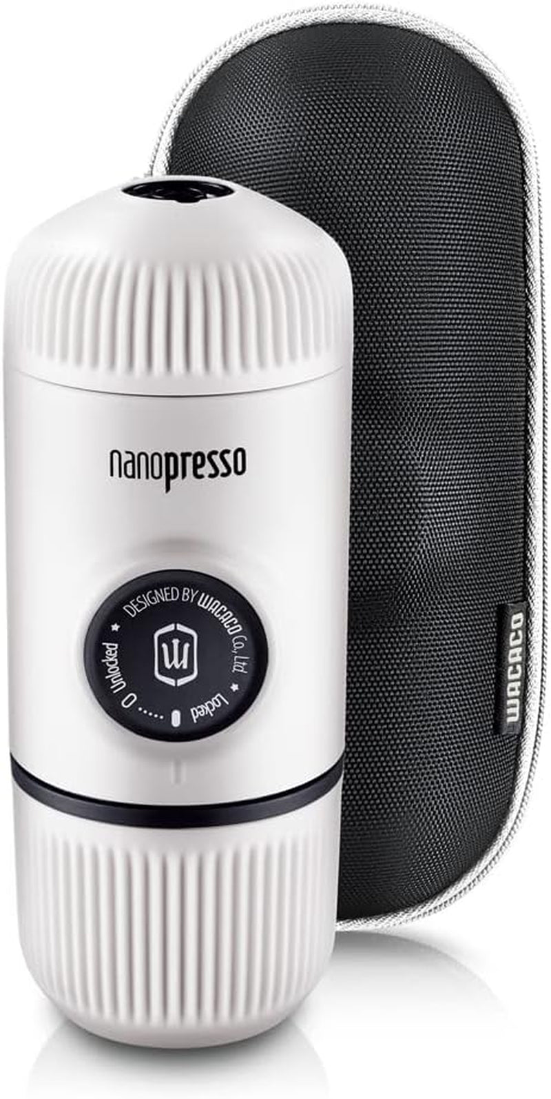 Nanopresso Portable Espresso Maker Bundled with Protective Case, Upgrade Version of Minipresso, Mini Travel Coffee Machine, Perfect for Camping, Travel and Office (New Elements Chill White)